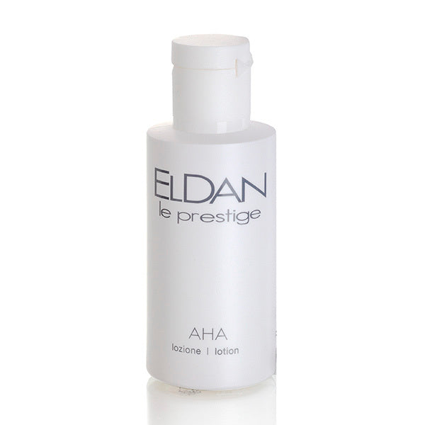 ELDAN Cosmetics Le Prestige AHA Lotion is a mild chemical peel that is safe to do at home. This lotion is formulated with a combination of alpha-hydroxy acids (AHA) that help to renew the skin’s superficial outer layer, removing dead cells and promoting the regeneration of the stratum corneum (the outermost layer of skin).