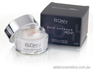 Eldan Cosmetics - Skin Defence Peptides Cream 40+  Enriched with anti-aging peptides to help stimulate the production of collagen, elastin and hyaluronic acid through the use of fibroblasts.  Dedicated to young skin, this cream contains a pool of ingredients that help prevent the appearance of the first signs of aging.  