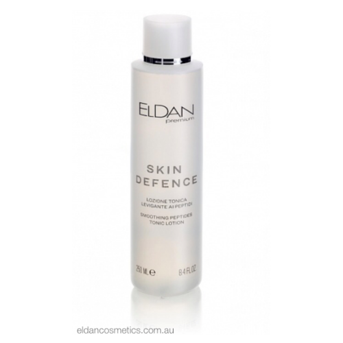 Eldan Cosmetics - Smoothing tonic Lotion with Peptides for all skin types.  A light and refreshing tonic lotion enriched with peptides that stimulate fibroblasts to produce hyaluronic acid, collagen and elastin.  The first step in your beauty routine, this tonic lotion promotes smoothing thanks to the presence of mandelic acid.   An energising cocktail with cherry water for radiant and toned skin.  Available in Australia and New Zealand
